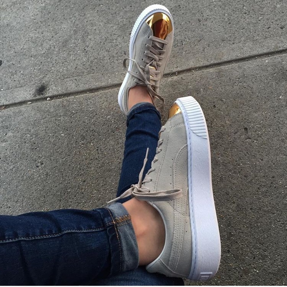 Puma Gold Toe Suede Creeper Sneakers